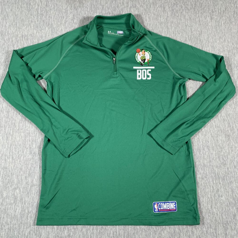 Boston Celtics Pullover Mens Small Green NBA Basketball Quarter Zip Long Sleeve